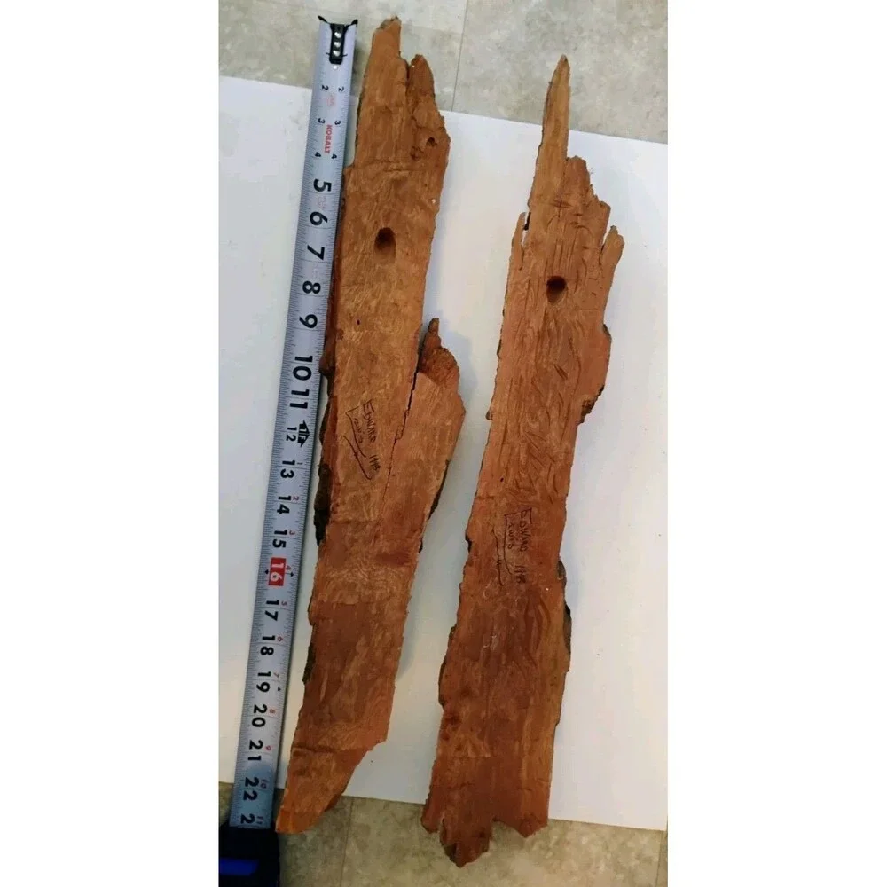 Vtg Edward Lewis 1998 Cottonwood Bark Wood Spirit Carvings Lot 2 Wall Art 22